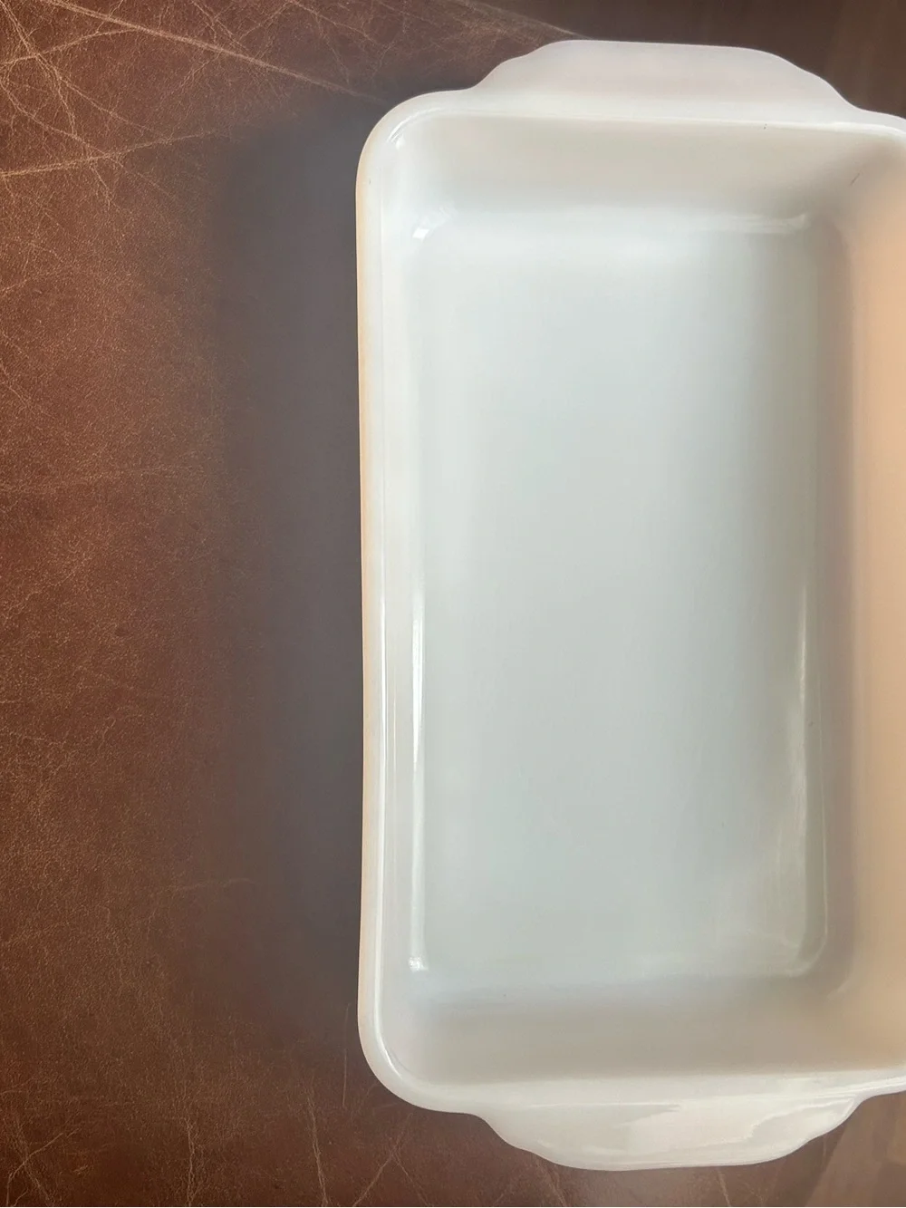 Fire King Peach Rectangular Baking Dish with White Interior.1 1/2 qt.